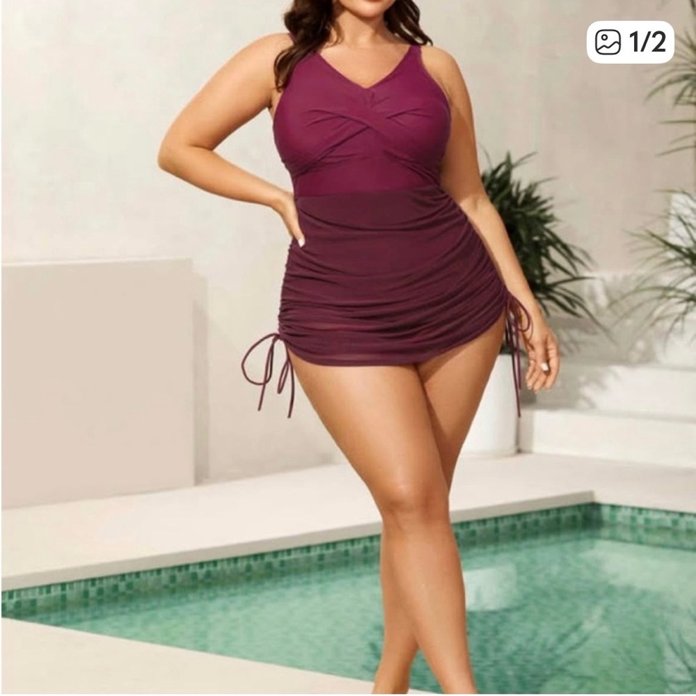 BloomChic Burgundy One-Piece Swimsuit